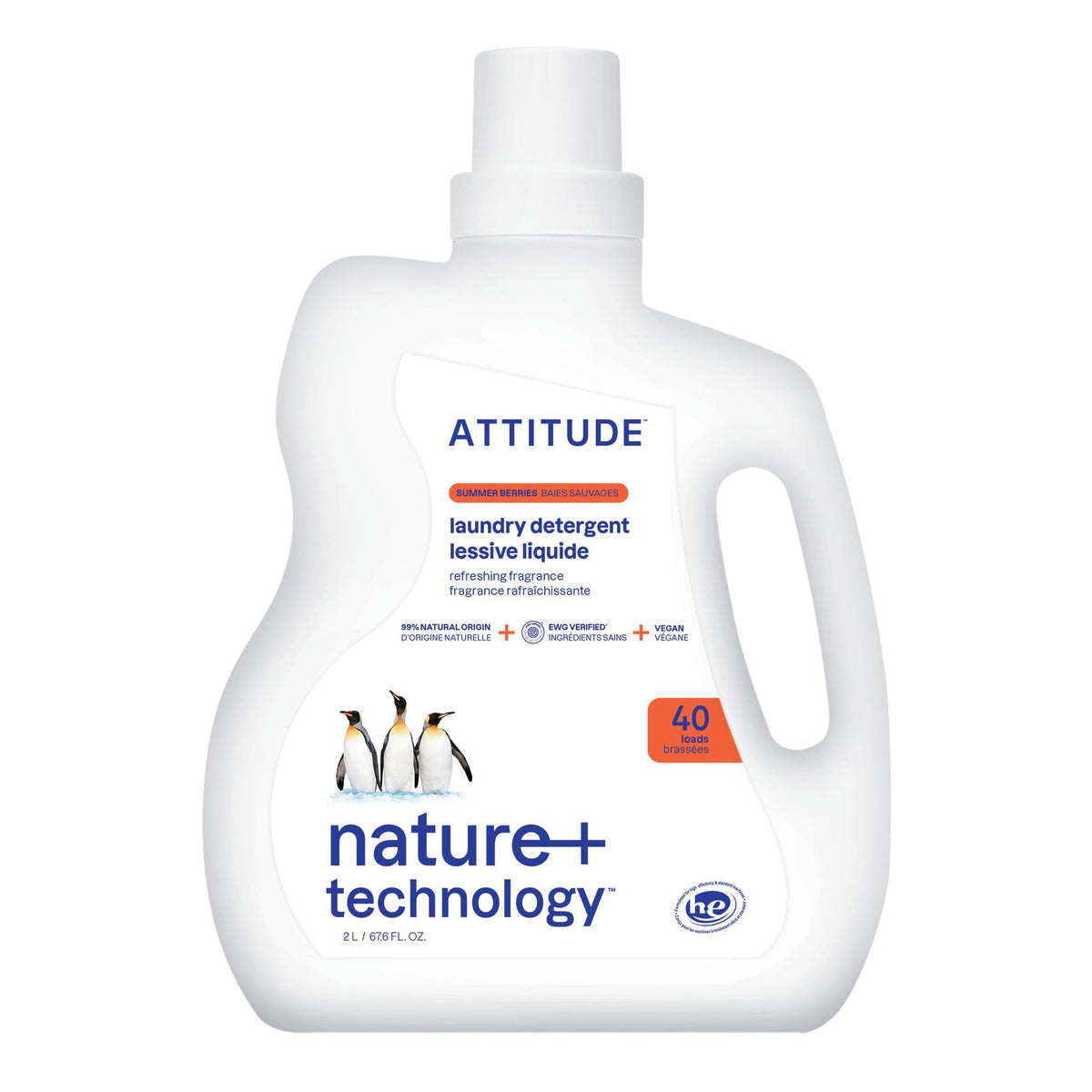 ATTITUDE Liquid Laundry Detergent, EWG Verified, Citrus Zest, 40 Loads