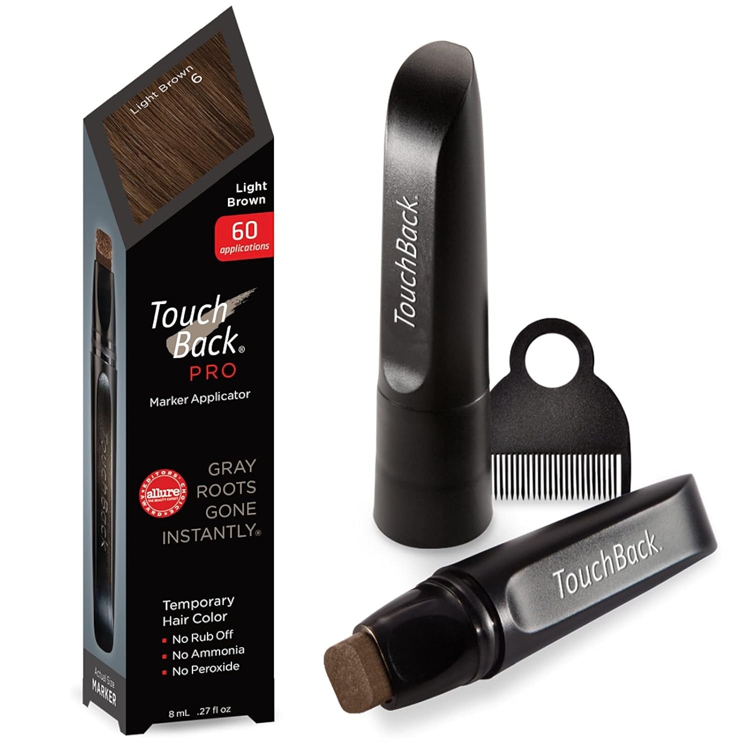 Buy now TouchBack Pro Gray Root Touch Up Marker Applicator - Real Hair Color - Dark Brown Light Brown at indiglob india