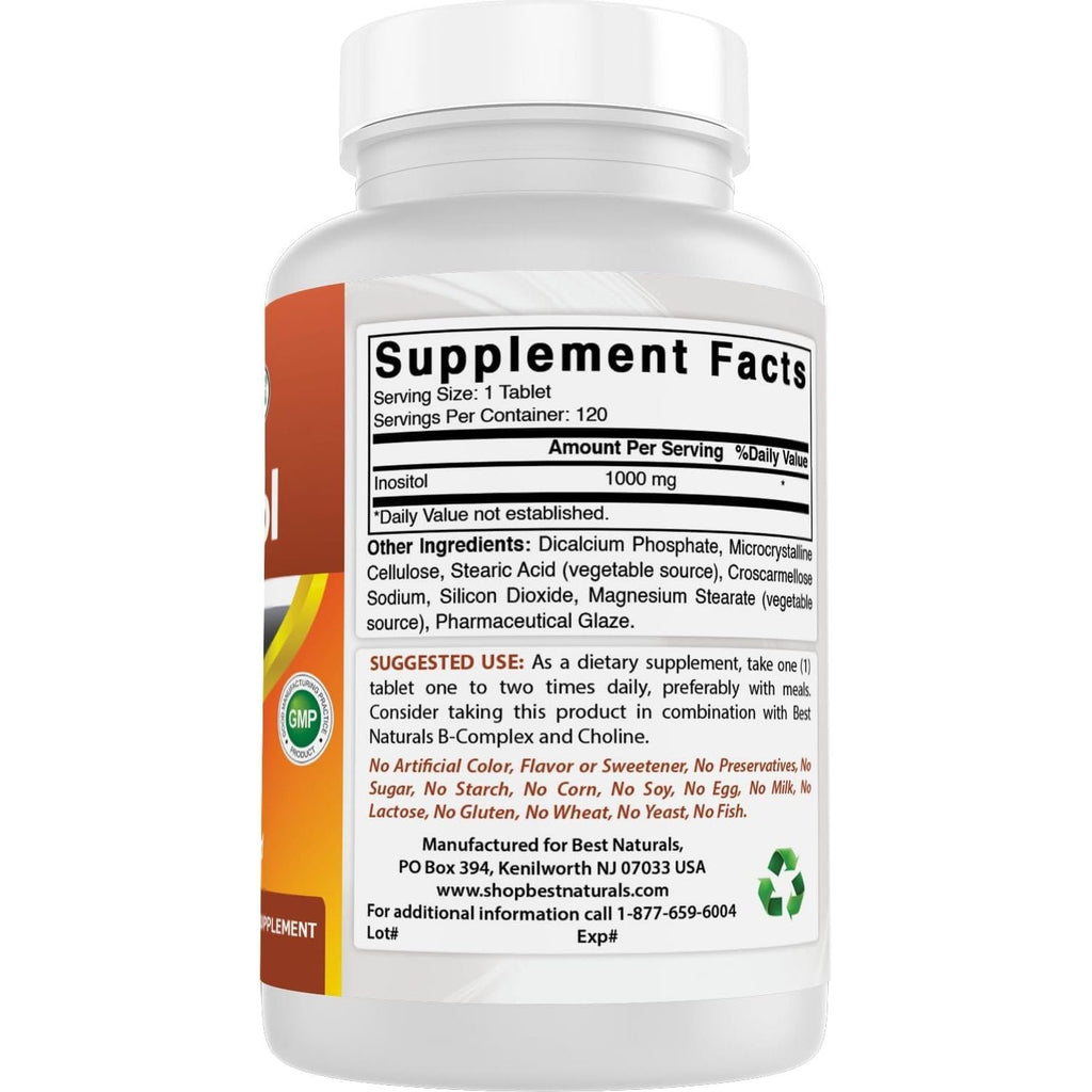 Buy now Best Naturals Inositol 1000mg 120 Tablets - Also Called Vitamin B8 at indiglob india
