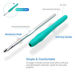 9PCS Ergonomic Crochet Hooks Set by Flickzo – Aluminum Crochet Hook Set with Soft Silicone Handles (2-6mm), Crochet Kit for Beginners with Crochet Tools & Knitting Accessories