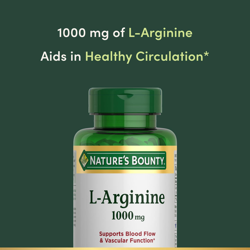 Nature's Bounty L-Arginine 1000mg, Non-GMO, Gluten Free, 50 Tablets