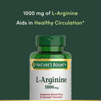 Nature's Bounty L-Arginine 1000mg, Non-GMO, Gluten Free, 50 Tablets