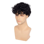 Buy now Kaneles Short Curly Mens Black Wig Fluffy Synthetic Cosplay Halloween Hair Wig for Male Guy at indiglob india
