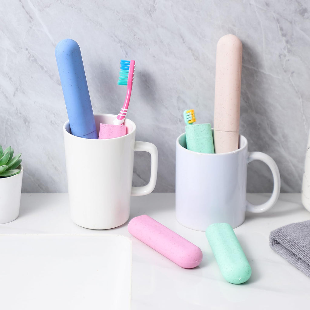 Muslih 4 Pack Toothbrush Travel Case, Toothbrush Holder with Ventilation Holes, for Travel, Home, Business, School, Camping