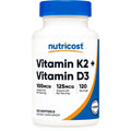 Nutricost Vitamin D3 + K2 (5000 IU D3 / 100mcg MK7) 120 Softgels, GMO-Free | Gluten-Free