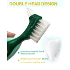 Uouovo Premium Hard Denture Brush Toothbrush, Cleaning Brush, Multi-Layered Bristles & Portable Denture Double Sided Brush, Denture Care (Pack of 2)