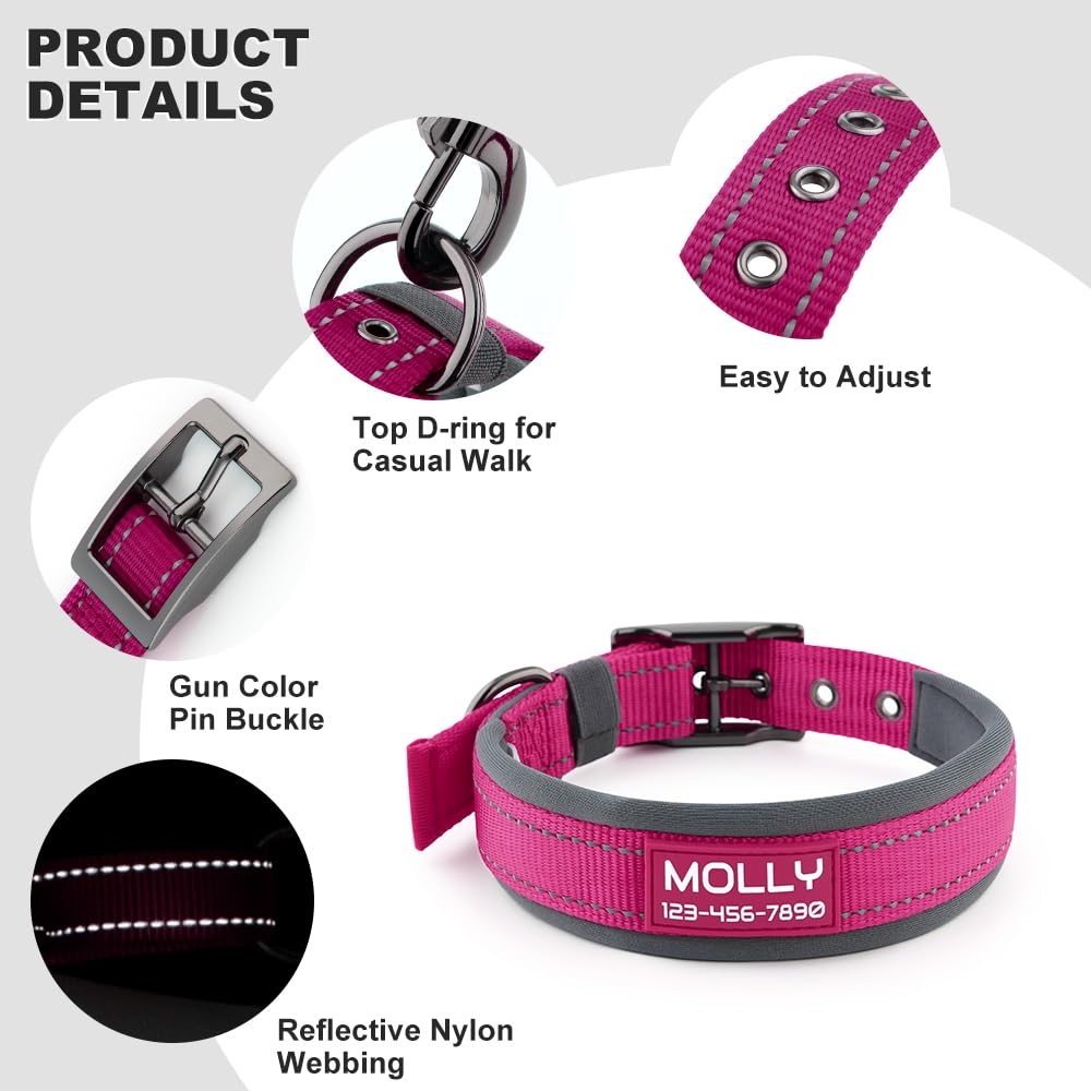 Personalized Dog Collar with Name and Number for Large Medium Small Dogs