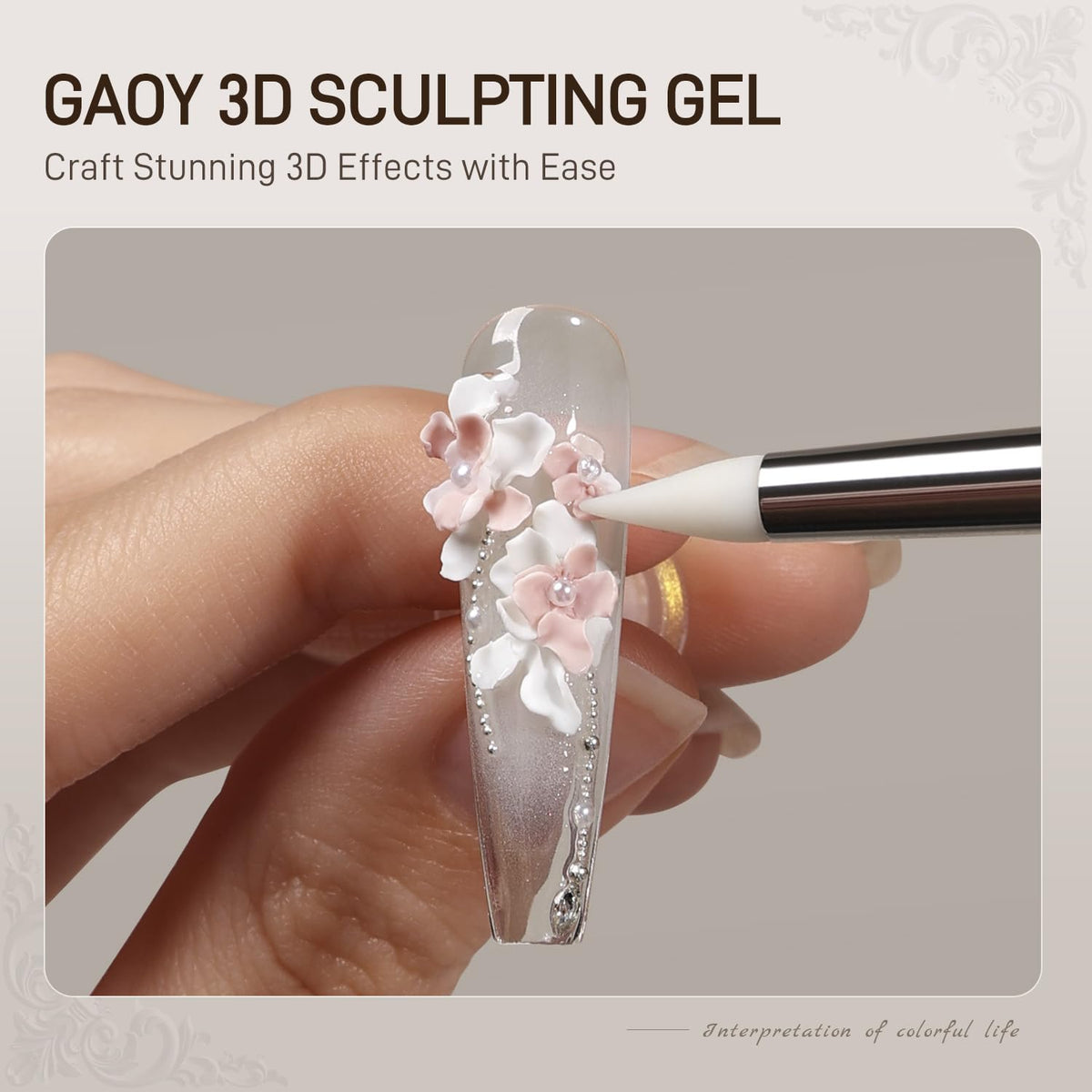 GAOY White 3D Sculpting Gel for Nail Art, 15g