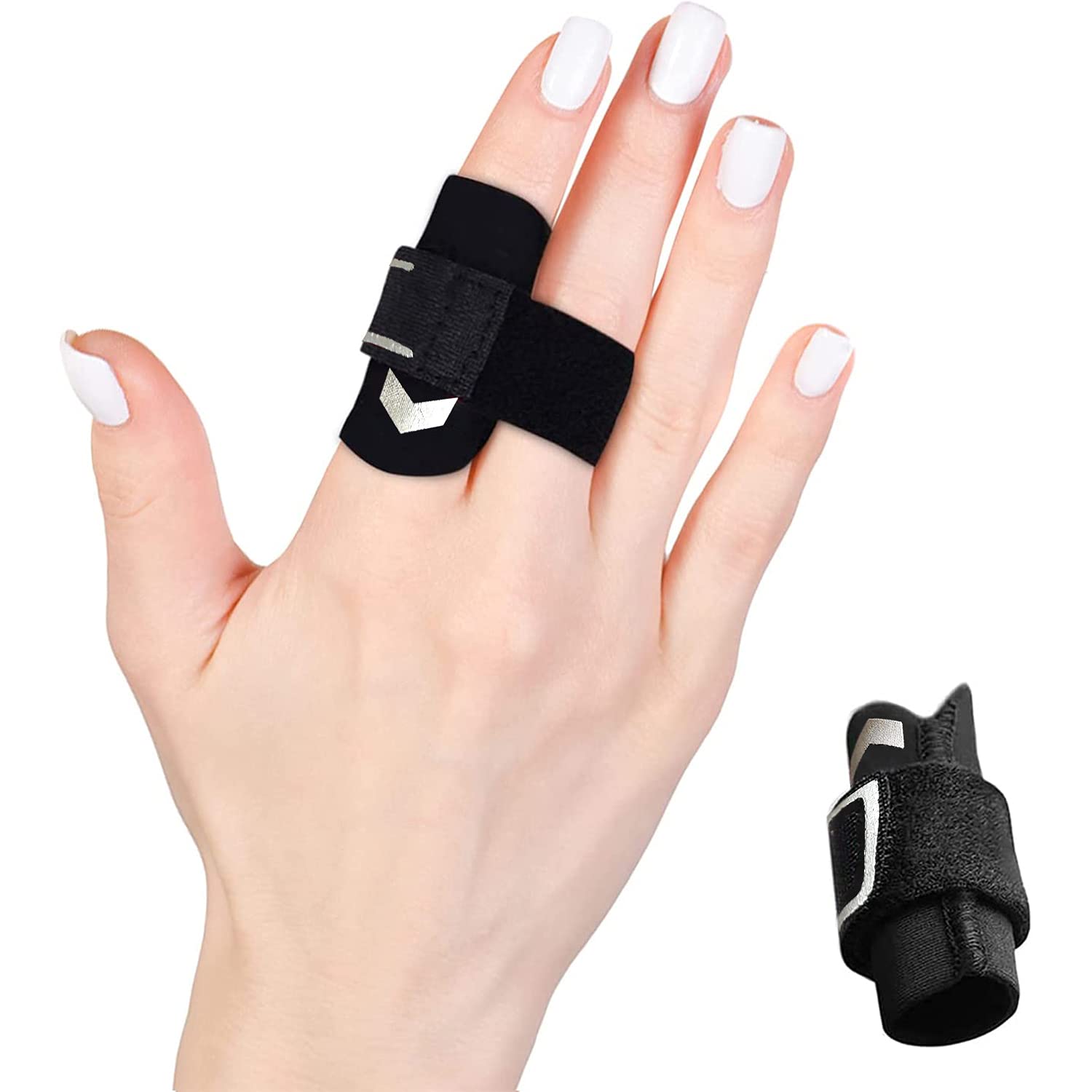 Buy now Neoprene Finger Splint Wraps Adjustable Finger Brace Trigger Finger Buddy Splints Mallet Finger Guards for Arthritis Sport Finger Support Sleeves Protector for Basketball Volleyball Tennis Silver & Black at indiglob india
