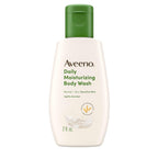 Aveeno Daily Moisturizing Body Wash, Lightly Scented, 2 fl. oz | For Sensitive, Dry Skin, Prebiotic Oat, Gently Cleanses & Nourishes, Travel-sized