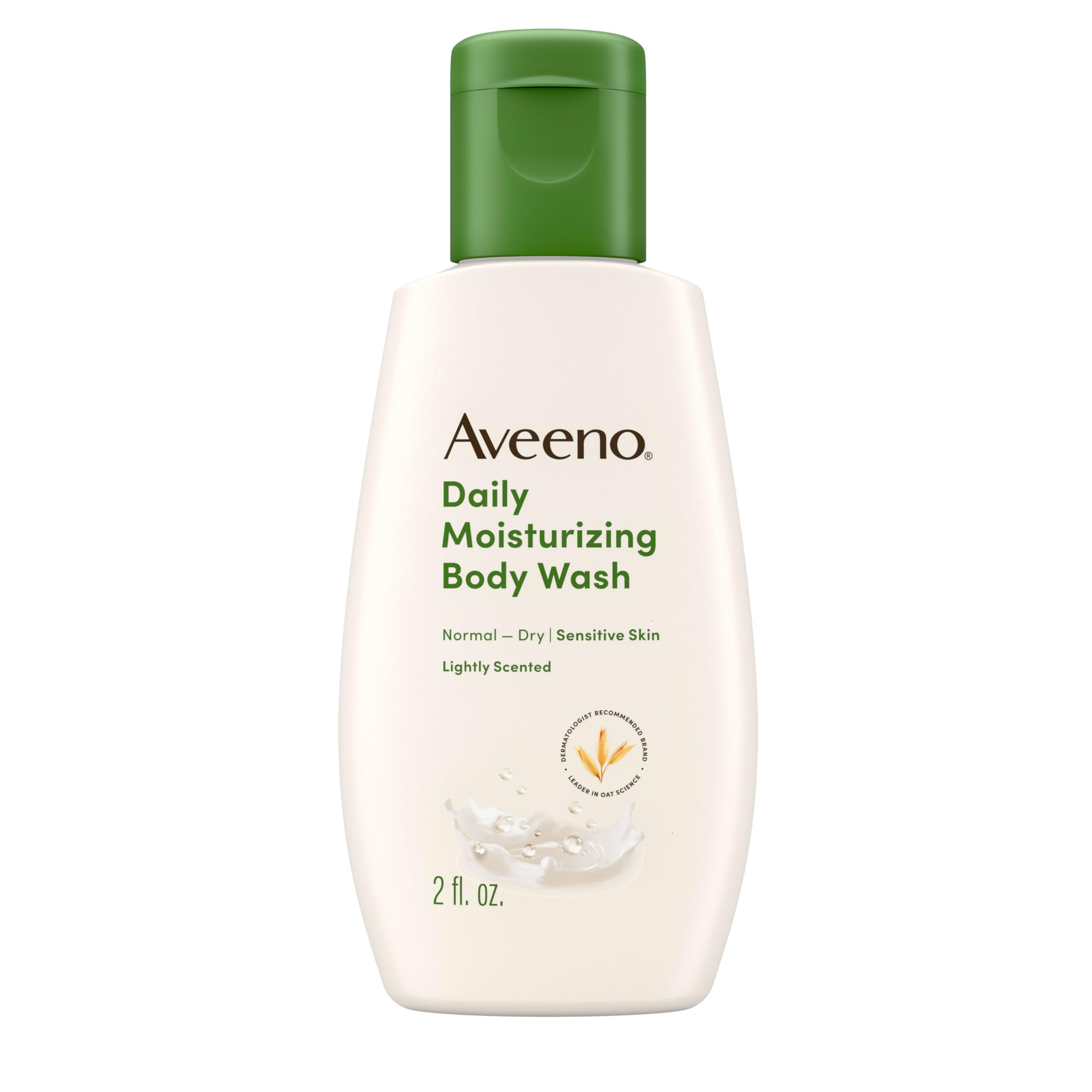 Aveeno Daily Moisturizing Body Wash, Lightly Scented, 2 fl. oz | For Sensitive, Dry Skin, Prebiotic Oat, Gently Cleanses & Nourishes, Travel-sized