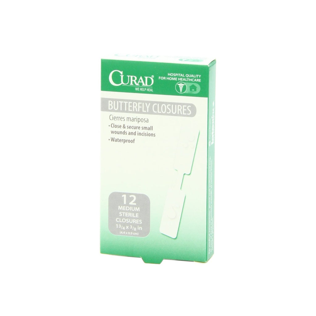 Curad Waterproof Butterfly Adhesive Bandages, 1.75" x .375", 12 Count