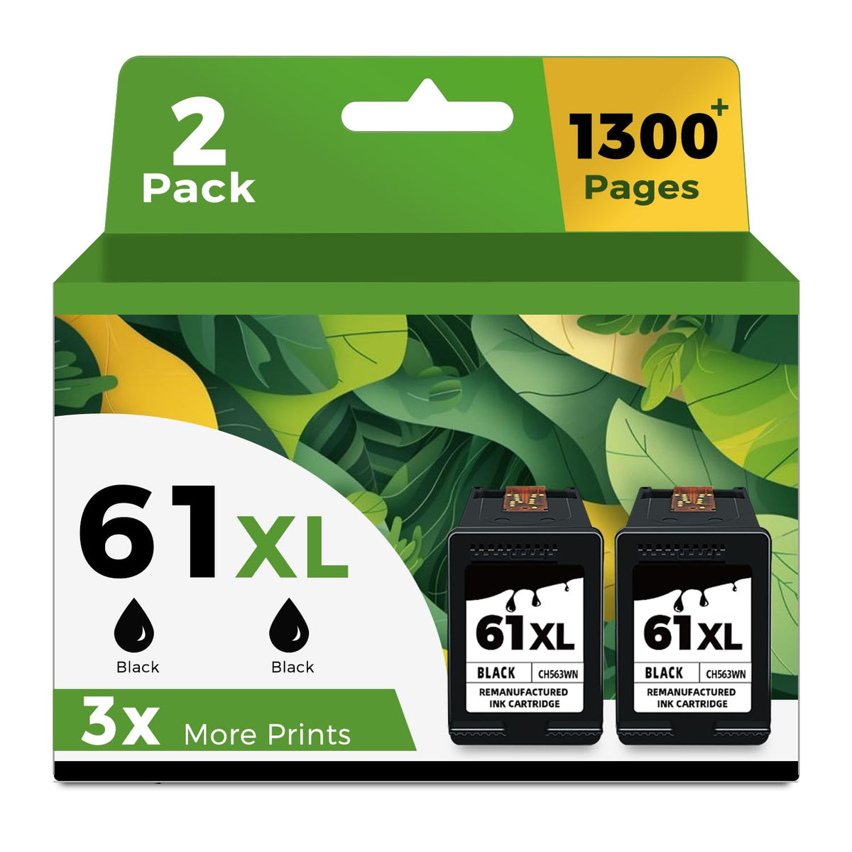 61XL 61 Black Ink Cartridge for HP Printers Replacement for HP Ink 61 XL