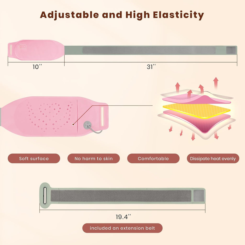 Buy now Portable Heating Pad for Cramps and Back Pain, Menstrual Cramp Relief Wearable Heating Pad for Women and Girls, Wireless Heating Pads with 3 Temperature Setting & Battery Powered at indiglob india