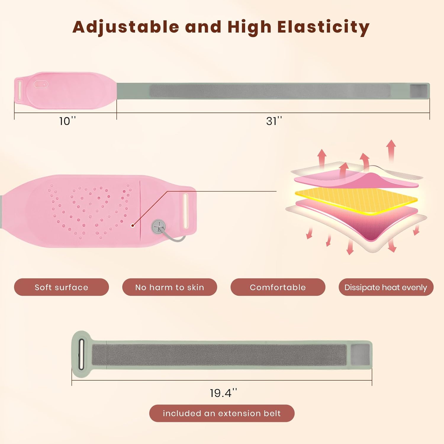 Buy now Portable Heating Pad for Cramps and Back Pain, Menstrual Cramp Relief Wearable Heating Pad for Women and Girls, Wireless Heating Pads with 3 Temperature Setting & Battery Powered at indiglob india