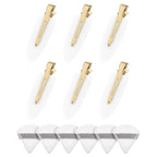 Amizo 6 Pcs Creaseless Hair Clips and 6 Pcs Triangle Powder Puffs for Women | Beauty Makeup Set，No Crease Design, No Bend,Loose Powder,Smooth Makeup Application and No-Dent Hair Styling
