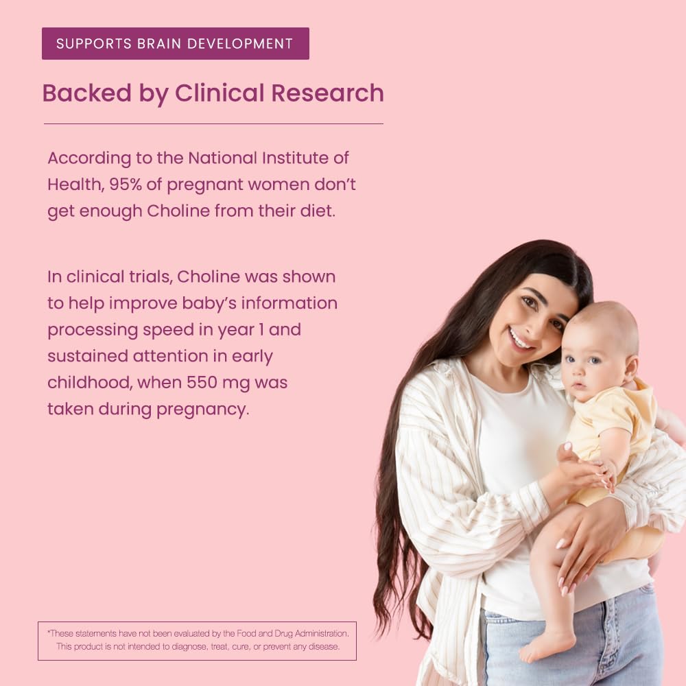 Mother's Promise Prenatal Choline 550mg with VitaCholine®, 120 Vegan Capsules