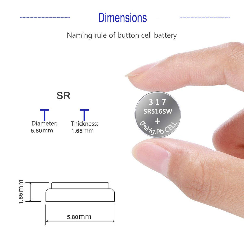 UOGTNON 317 SR516SW Watch Battery 1.5V Button Cell (10-Pack)