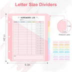Binder Dividers with Pockets for 3-Ring Binder, 8-Tab Pastel Dividers