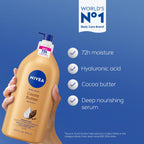 NIVEA Cocoa Butter Body Lotion for Dry Skin with Hyaluronic Acid, 33.8 Oz