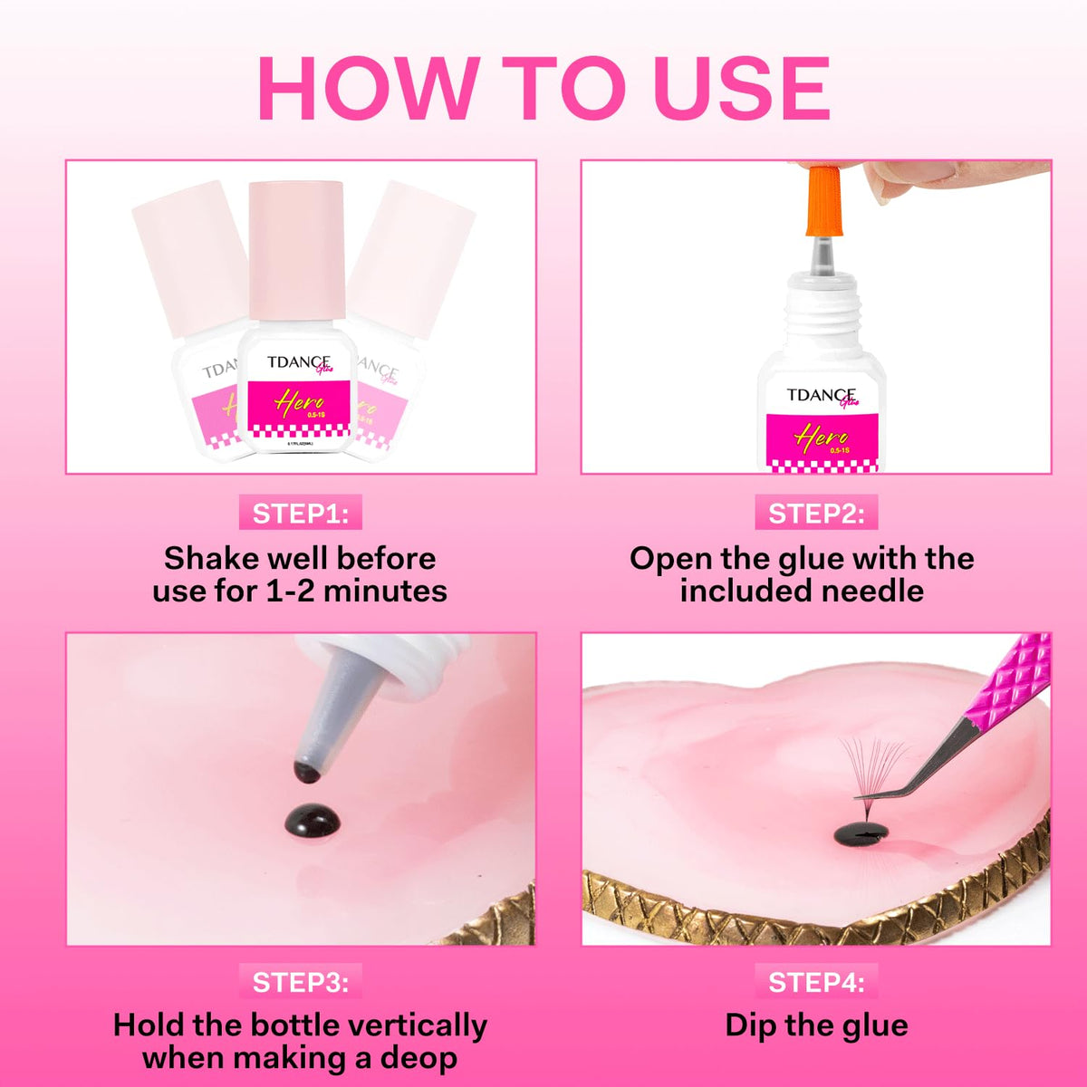 TDANCE Eyelash Extension Glue /0.5-1 Sec Dry/Retention – 7 Weeks/Lash Extension Glue for Professional Use Only (0.17 fl. oz / 5ml)