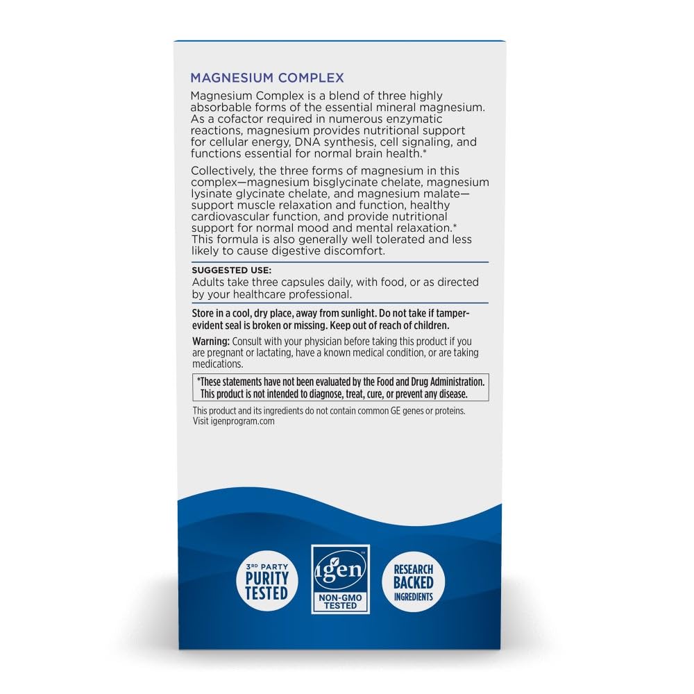 Nordic Naturals Magnesium Complex, 225 mg, Non-GMO, Vegan - 90 Capsules | Multi-form magnesium complex for enhanced absorption. Supports brain, heart, mood, energy & muscle relaxation. 30 servings.
