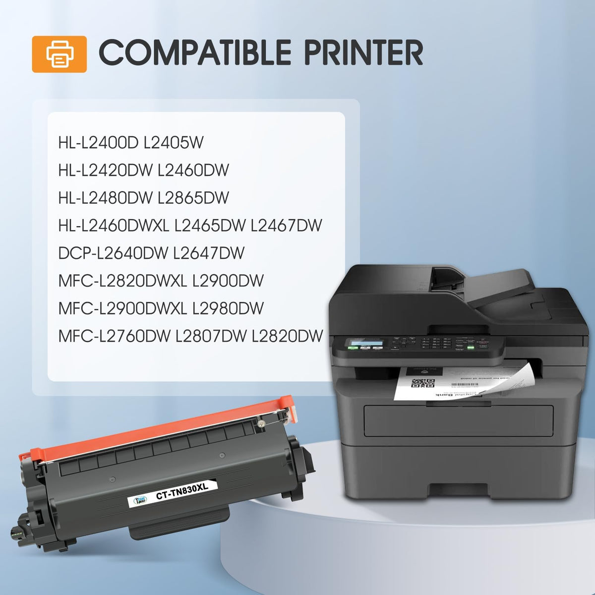 TN830 TN830XL 830 XL/V/R Toner for Brother Printer DCP-L2640DW HL-L2460DW