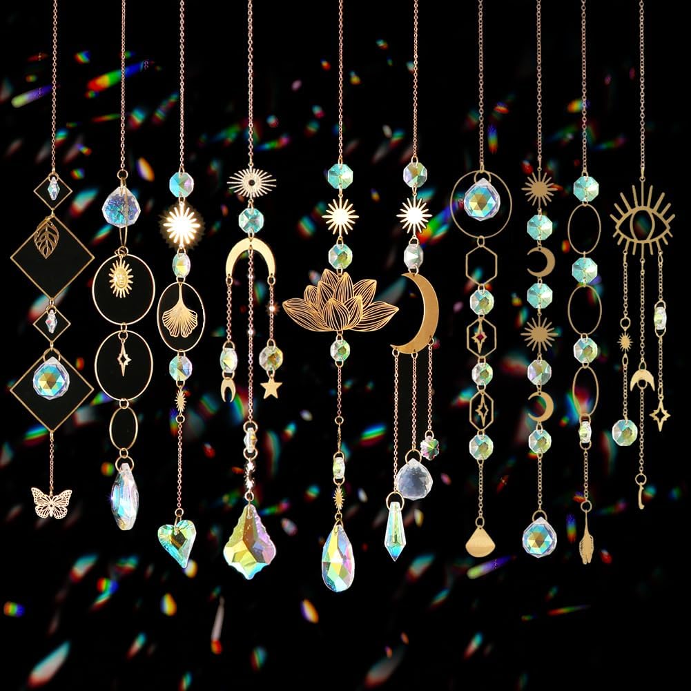 Buy now 6Pieces Colorful Crystals Suncatcher Hanging for Window Crystal Ball Prism Rainbow Maker Pendants for Garden Christmas Tree Wedding Party Patio Backyard Car Home Indoor Outdoor Decoration Gold B 10 at indiglob india