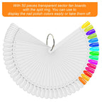 50Pcs Nail Swatch Sticks, Nail Polish Practice Display Tips, Clear | Nail Art Sample Sticks, Color Display Polish Board, Fan Shape with Number Sticker and Hanging Ring