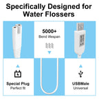 Charger Cord Replacement for Waterpik Water Flosser WP360 WP462 WP450 WF13 WP100 Water Flosser, USB Charging Cable (White)