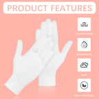 36 Pcs White Cotton Gloves for Dry Hands Sleeping, Men&Women Soft Sleep Gloves for Eczema and Moisturizing Overnight, Stretchable SPA Glove Costume for Coin Jewelry Inspection, Art handling, Halloween