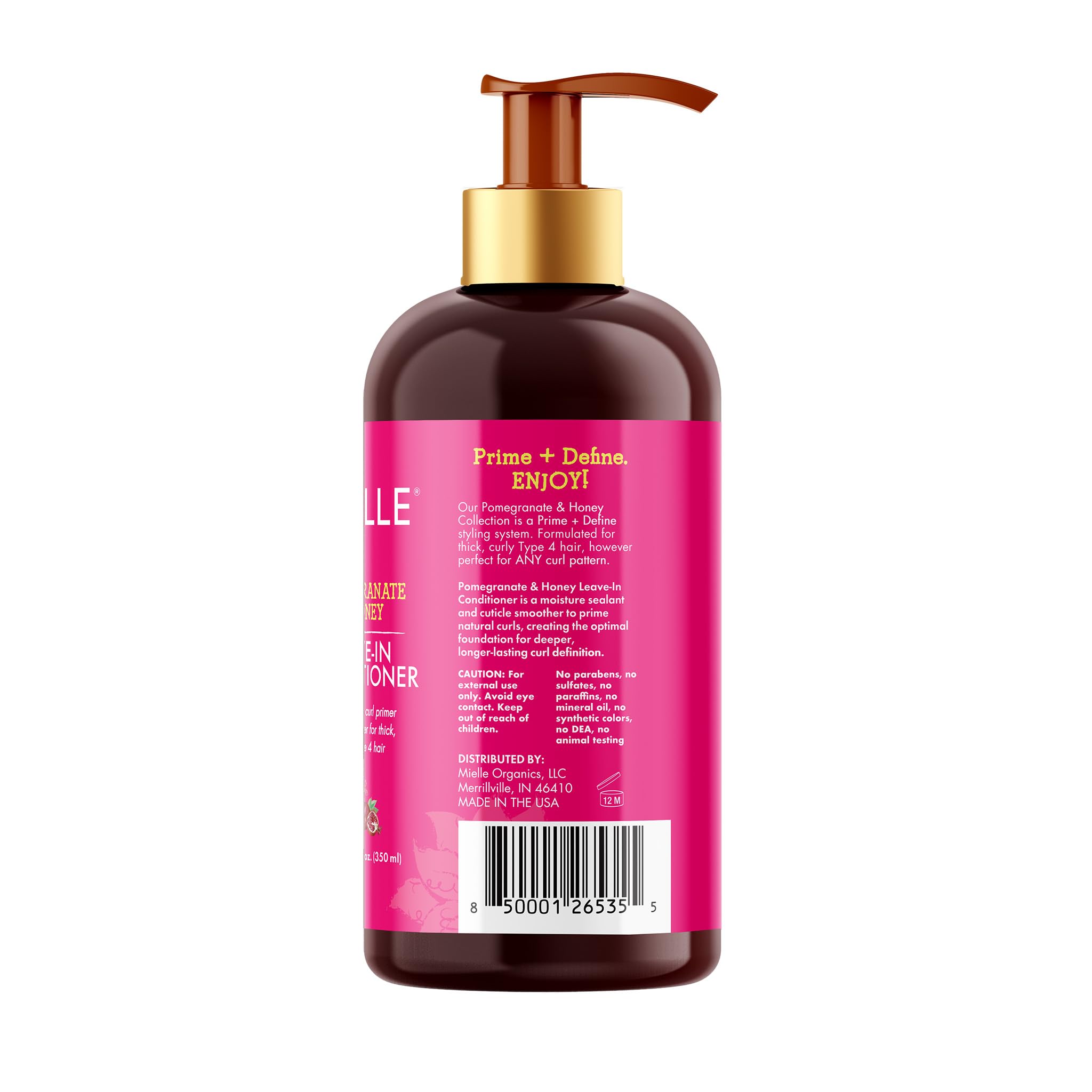 Mielle Organics Pomegranate & Honey Leave-In Conditioner for Curly Hair - Moisturizing Detangler & Curly Hair Treatment to Help Repair Damage, Prevent Frizz & Improve Shine, 12 Fl Oz