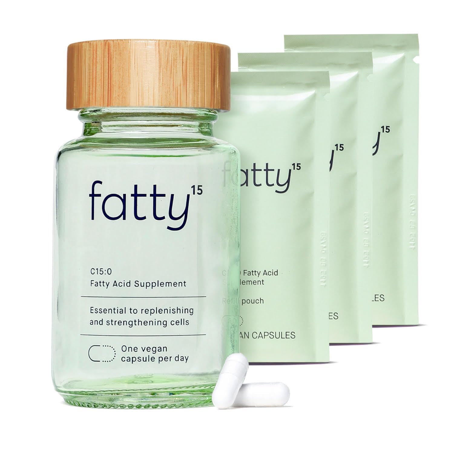 Fatty15 C15:0 Pentadecanoic Acid Healthy Aging Supplement - 3 Month Supply | 3x Cellular Benefits of Omega 3 Fish Oil - Longevity, Metabolic, Wellness & Liver Support - Gluten Free & Sugar Free