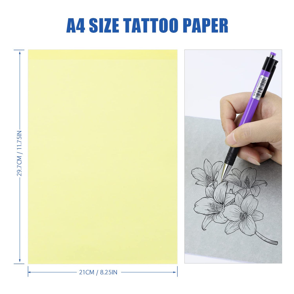 Tattoo Transfer Paper 100 Sheets A4 Size Tattoo Stencil Paper for Tattooing