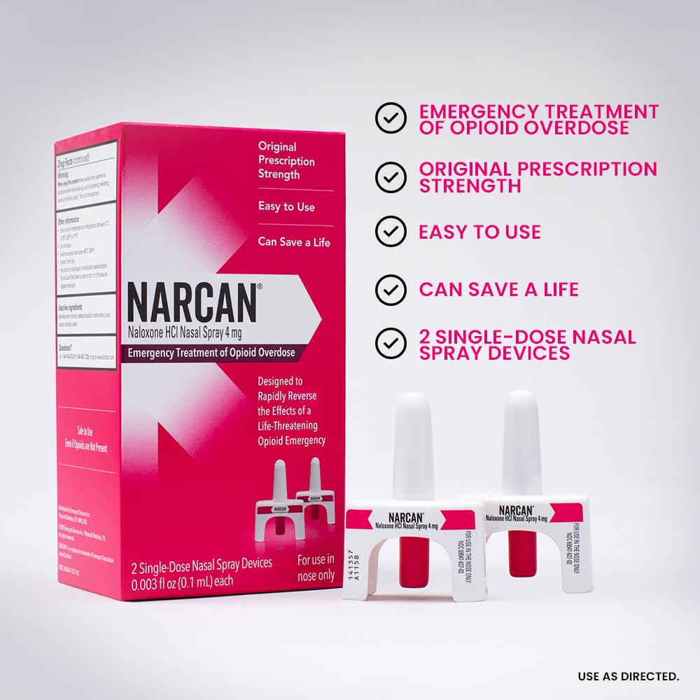 NARCAN Nasal Spray 4mg, 2 Single-Dose Devices, Opioid Overdose Treatment