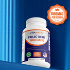 Vitamatic Folic Acid 1000 mcg (1 mg), 240 Vegetarian Tablets | Vitamin B9 | 1667 mcg DFE Folate, Support Healthy Cell Growth*, Red Blood Cell Formation*, Gluten Free, Non-GMO, Made in USA