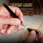 Buy now Scriveiner Black Lacquer Rollerball Pen - Stunning Luxury Pen, Real Gold Plating, Schmidt Ink Refill, Best Roller Ball Gift Set for Men & Women, Professional, Executive Office, Nice Pens at indiglob india