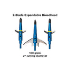 Swhacker #261 Levi Morgan Series 2-Blade Mechanical Broadheads, 100 Grain, 2.0" Cut, Expandable Broadhead, Archery Hunting Broadheads, 4 Pack, Blue