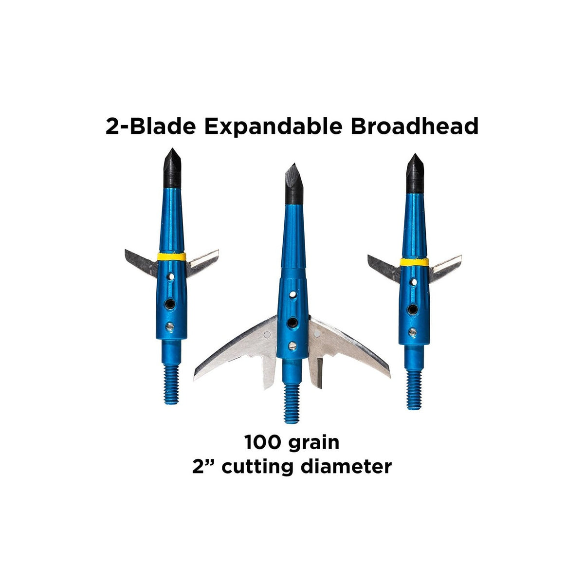 Swhacker #261 Levi Morgan Series 2-Blade Mechanical Broadheads, 100 Grain, 2.0" Cut, Expandable Broadhead, Archery Hunting Broadheads, 4 Pack, Blue