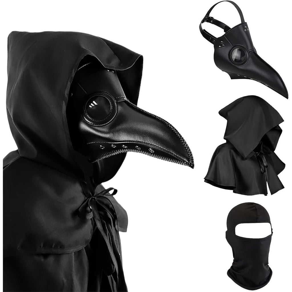 Buy now Halloween Plague Doctor Mask Plague Doctor Costume Obito Mask Steampunk Halloween Mask Horror Scary Halloween Mask Costume Props for Party Prom Halloween Gifts Set（3-pc Set） (Black), 12 inches at indiglob india