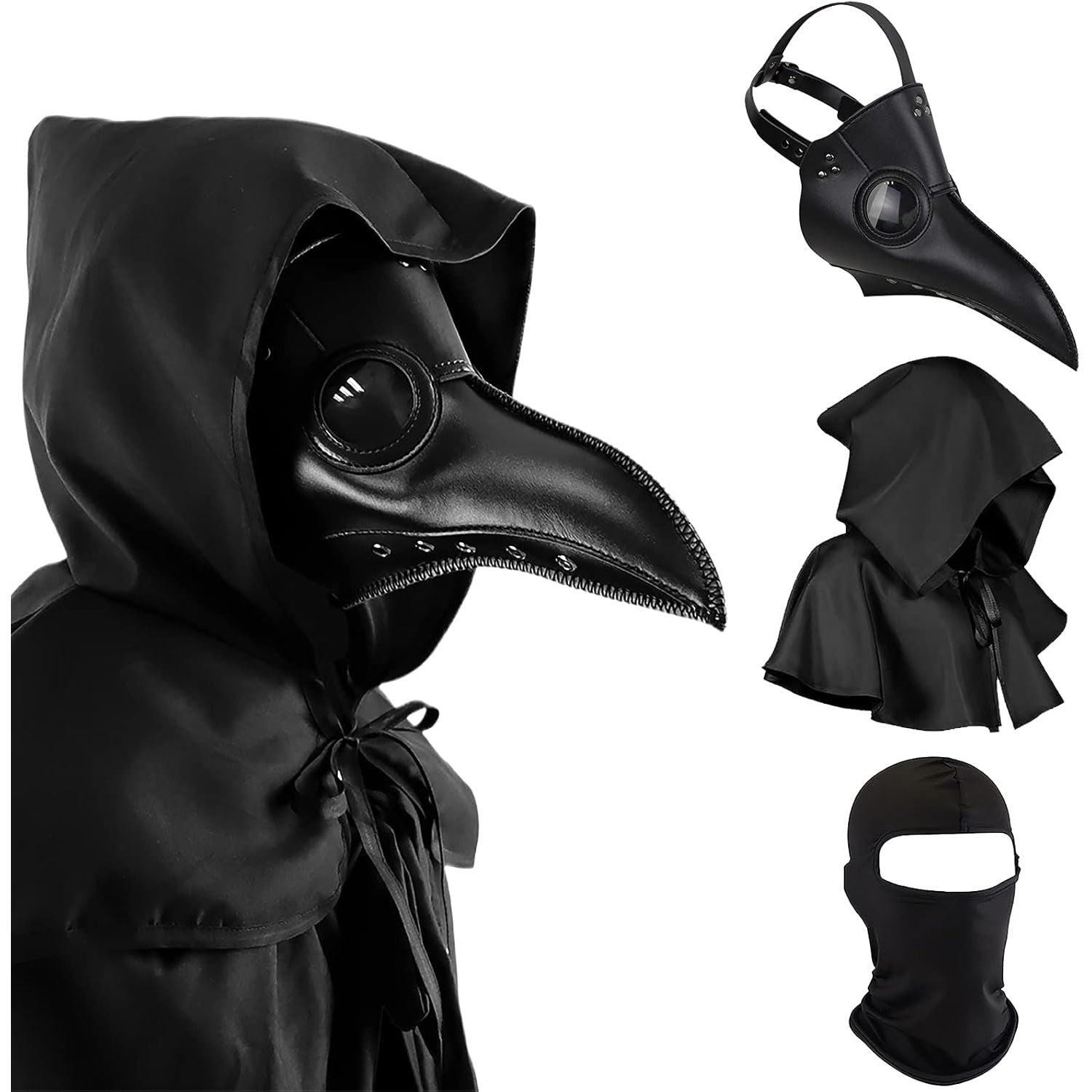 Buy now Halloween Plague Doctor Mask Plague Doctor Costume Obito Mask Steampunk Halloween Mask Horror Scary Halloween Mask Costume Props for Party Prom Halloween Gifts Set（3-pc Set） (Black), 12 inches at indiglob india
