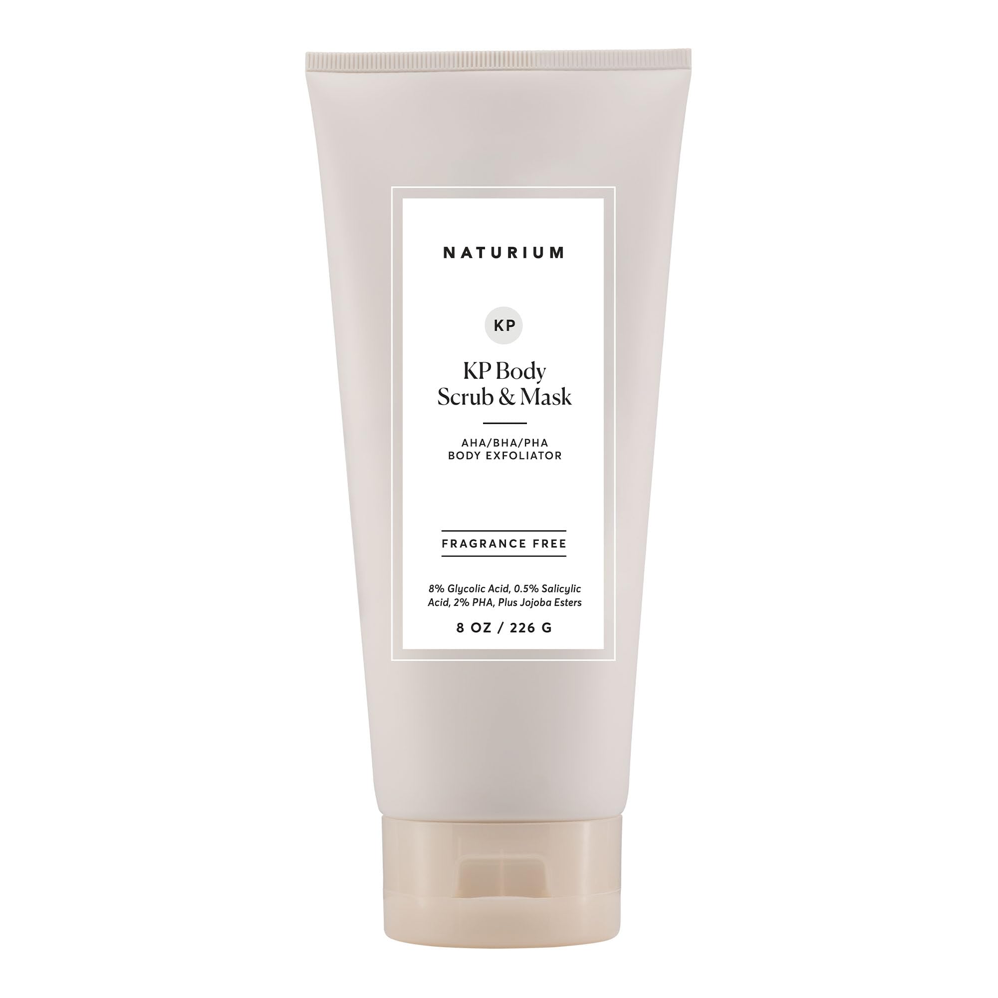 Naturium KP Body Scrub & Mask, AHA, BHA, PHA Exfoliants, 8 fl oz | Dead Skin Removal with Jojoba Esters, Glycolic & Salicylic Acid, for Smooth Texture & Clean Pores, Fragrance Free