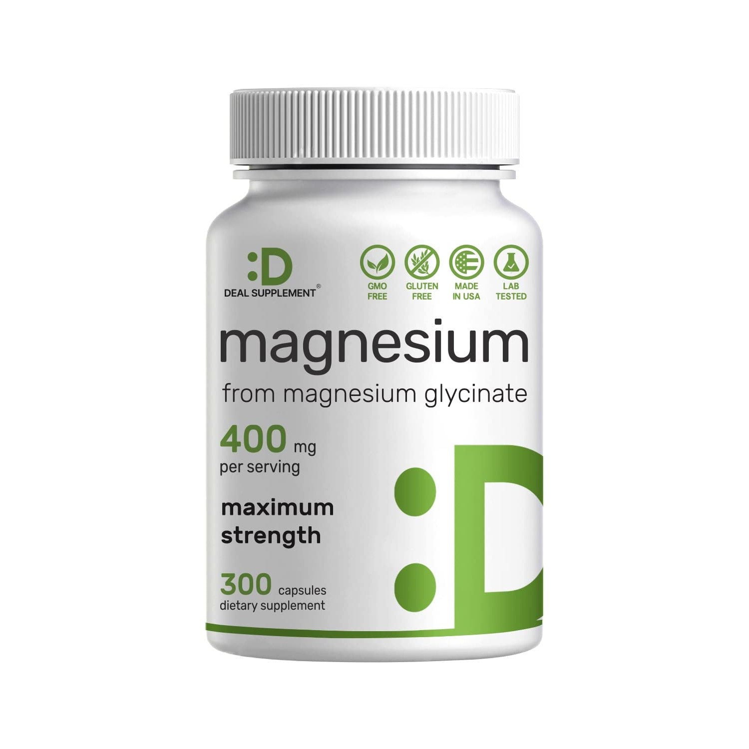 Magnesium Glycinate 400mg, 300 Capsules | 100% Chelated for Easy Absorption | Essential Mineral Supplement for Muscle, Sleep, & Heart Health*