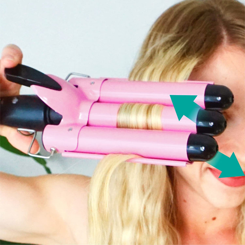 TOP4EVER 3 Barrel Curling Iron, 1-Inch Hair Crimper Tool for Women | Hair waver and hair crimper for women, designed to create beach waves, with two temperature settings for fine or thick hair.