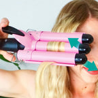 TOP4EVER 3 Barrel Curling Iron, 1-Inch Hair Crimper Tool for Women | Hair waver and hair crimper for women, designed to create beach waves, with two temperature settings for fine or thick hair.