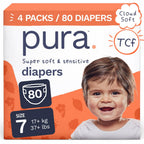 Pura Baby Diapers Size 7 (37+ lbs) 80 Count Sensitive Skin