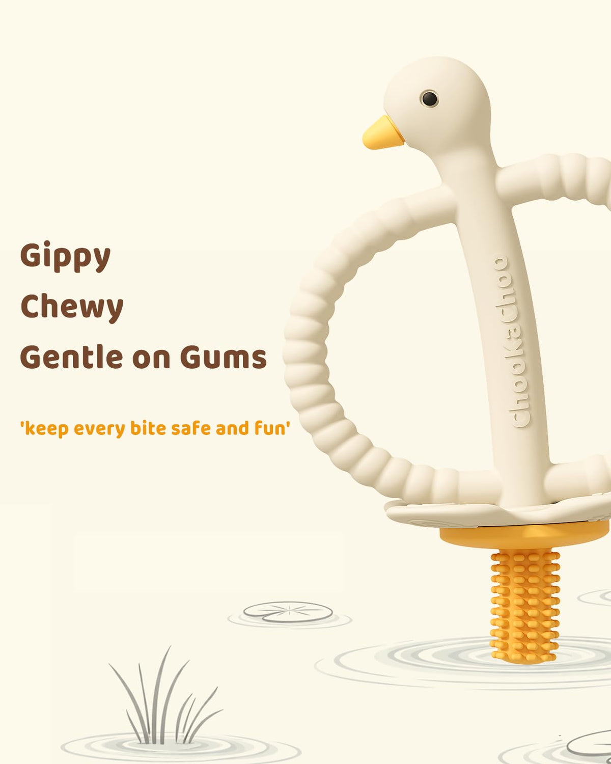ChooKaChoo 2-in-1 Baby Teething Toys & Training Toothbrush, Silicone Teether for Babies 3-12 Months, Double Ring Easy-Grip Design, Multi-Texture Gum Massage, BPA Free Food-Grade Silicone