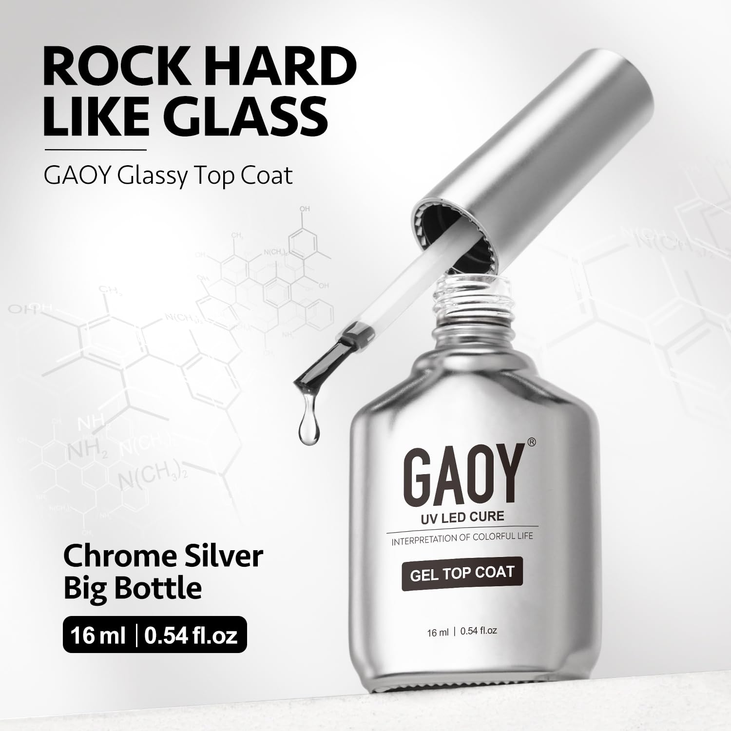 GAOY 2 Pcs 16ml No Wipe Gel Top Coat, Glassy Clear Gel Top Coat, High Gloss Finish for UV Light Cure Nail Polish