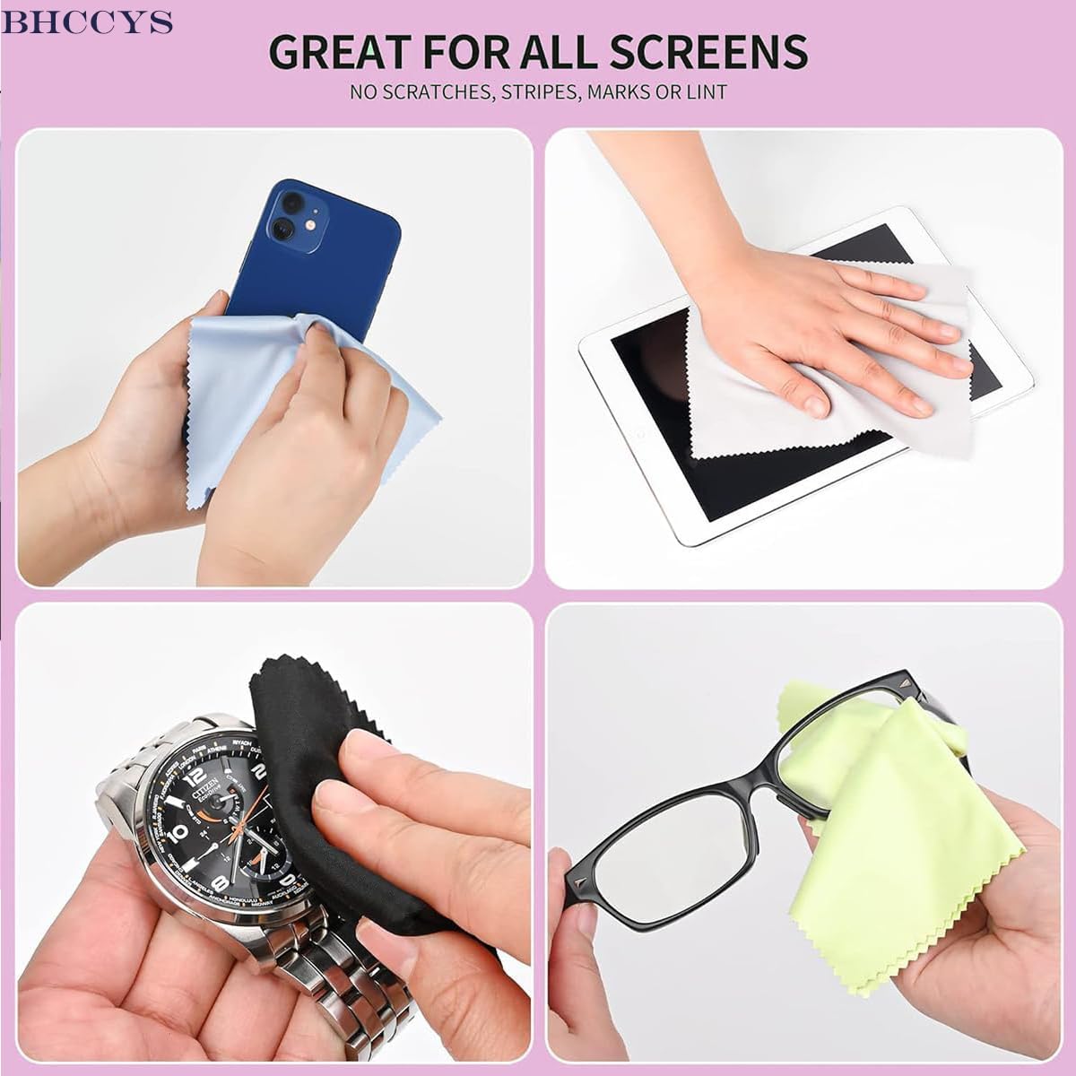 Glasses Cleaning Cloths(12 pcs),Microfiber Eyeglass Cleaner Cloth, Lens Wipes Cloth for Cleaning Eyeglasses, Cell Phones, Screens, Lenses, Electronics and All Delicate Surface
