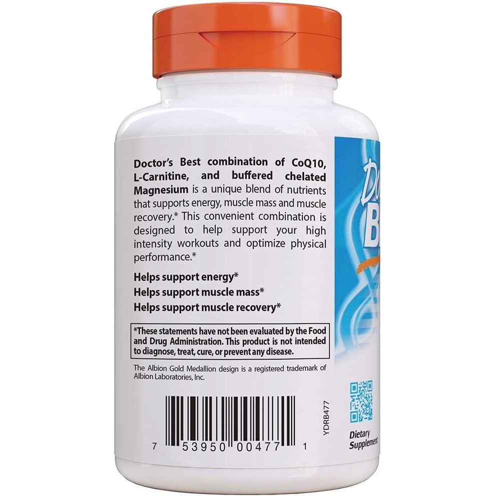 Buy now Doctor's Best Coq10/l-Carnitine/Magnesium Unique Blend, Supports Energy, Muscle Mass & Muscle Recovery, Veggie Caps, 90Count at indiglob india